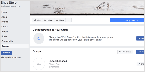 Раздел за добавяне на групи във Facebook