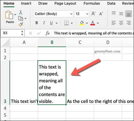 Пример за опакован текст в Excel