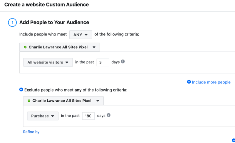 Настройка на потребителска аудитория на уебсайт на Facebook за напомняща реклама