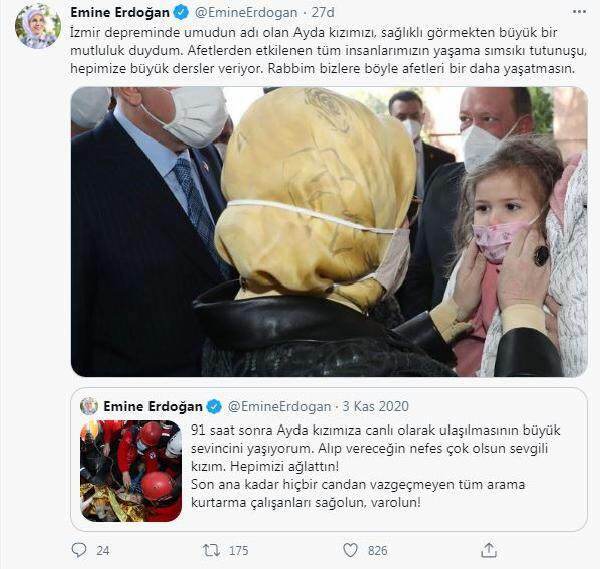 Споделяне на „Айда“ от първата дама Ердоган!