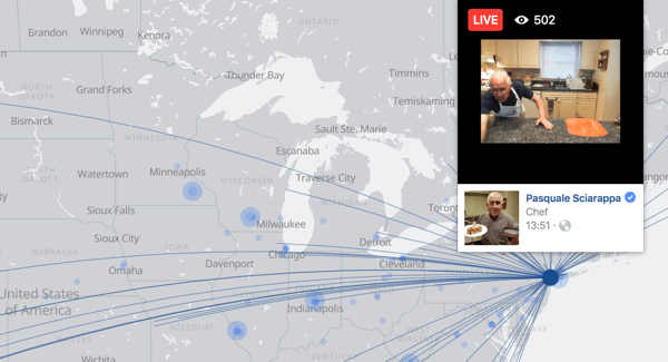 Картата на Facebook на живо улеснява потребителите при намирането на видеопредавания на живо по целия свят.
