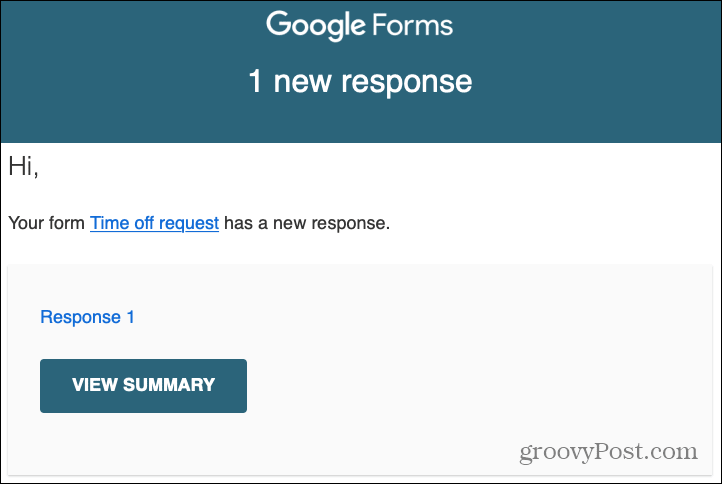Google Forms Responses Email Alert