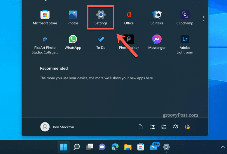 Отворете менюто с настройки на Windows 11