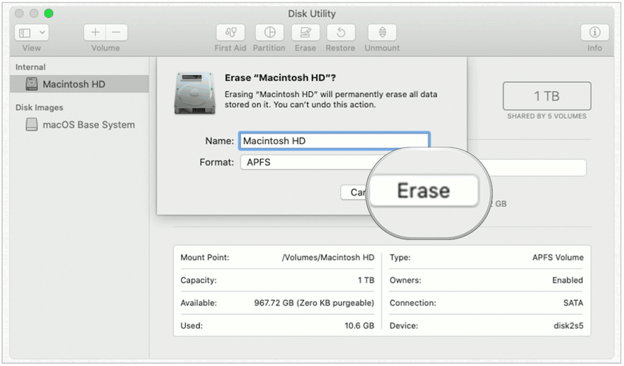 Изтриване на Mac диск