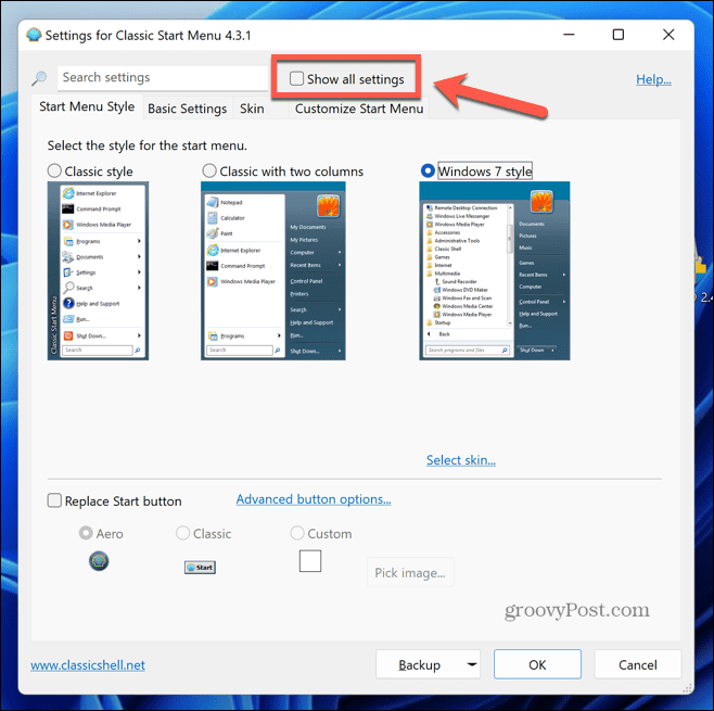 windows 11 classic shell покажи всички