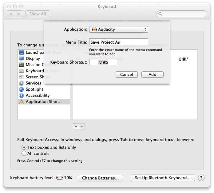 Как да създадете клавишна комбинация във всяка Mac OS X програма