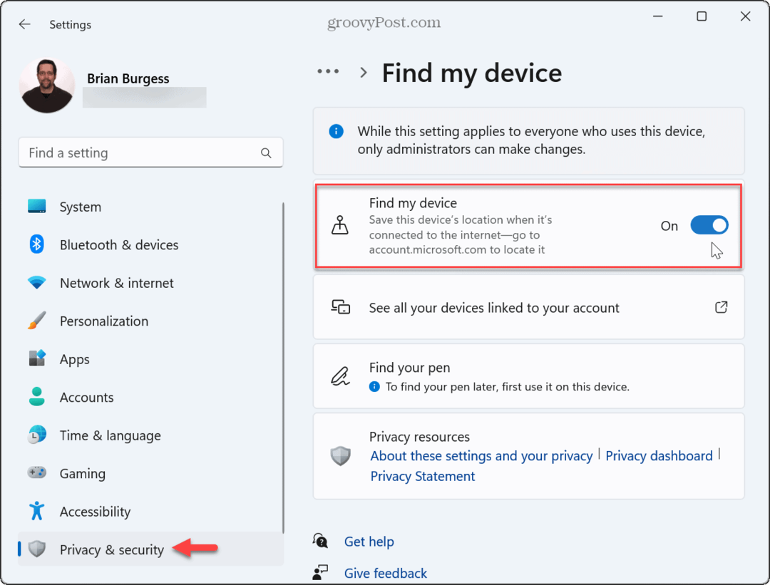 Как да активирам Find My Device в Windows 11