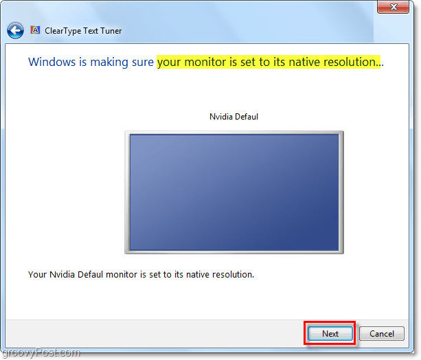 уверете се, че вашият Windows 7 монитор е настроен на собствената си разделителна способност