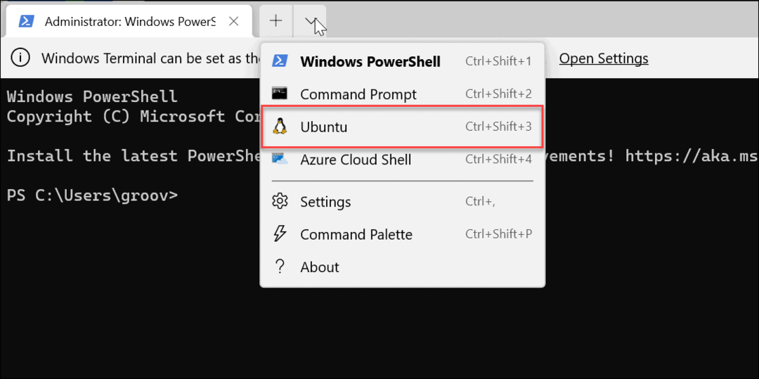 Ubuntu от PowerShell