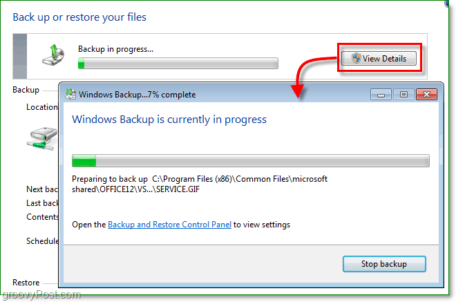 Архивиране на Windows 7 - архивирането може да отнеме известно време
