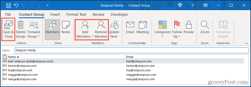 Редактирайте група за контакти в Outlook
