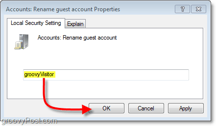 как да промените името на акаунта за гости в прозореца 7