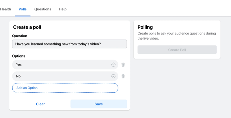 facebook опция на живо за създаване на анкета