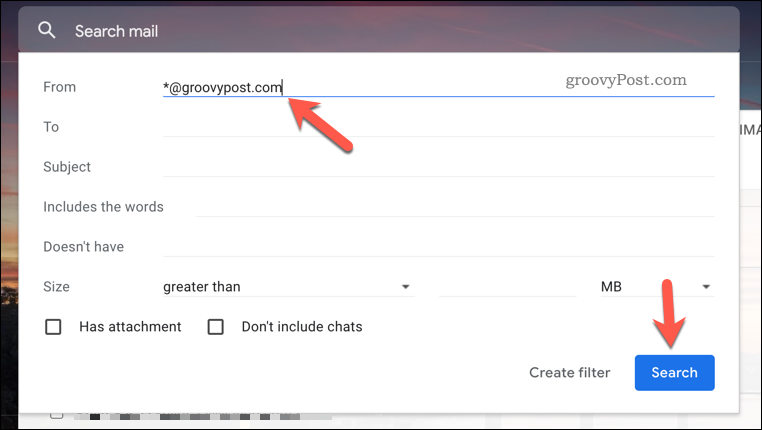 Създаване на ново правило за филтриране в Gmail