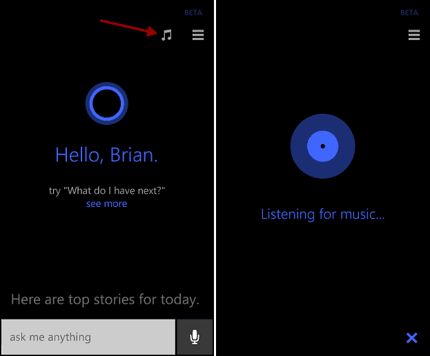 Използвайте Cortana на Windows Phone 8.1 за идентифициране на песни