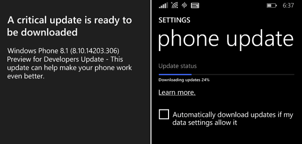 Актуализация на Windows Phone