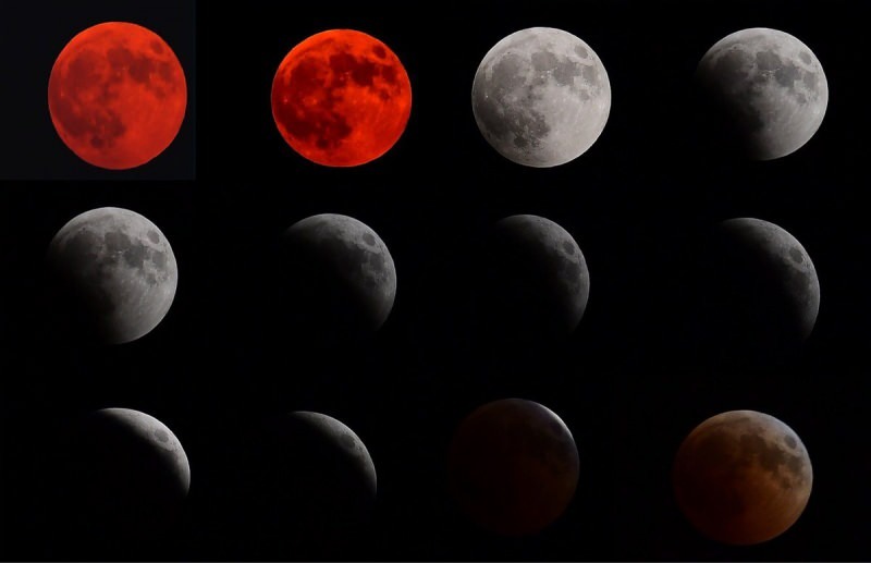 ще се вижда в различни цветове по време на фазата на лунното затъмнение