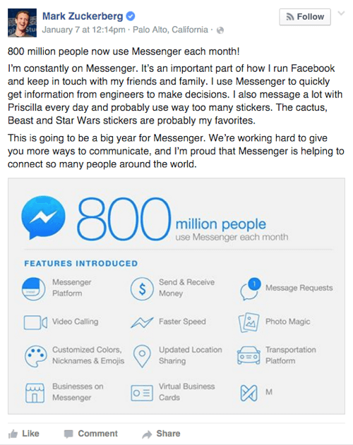 функции на Facebook Messenger