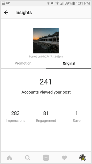 Статистика за публикациите в Instagram