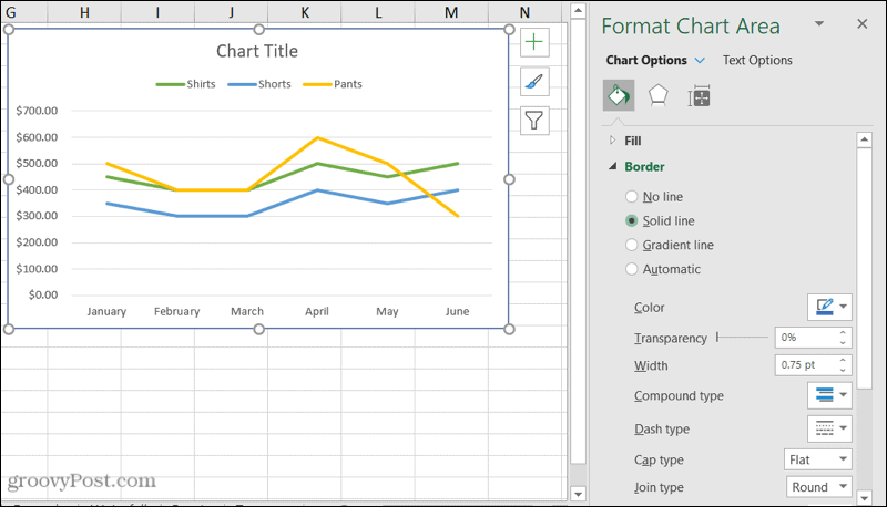 Форматирайте страничната лента на диаграмата в Excel
