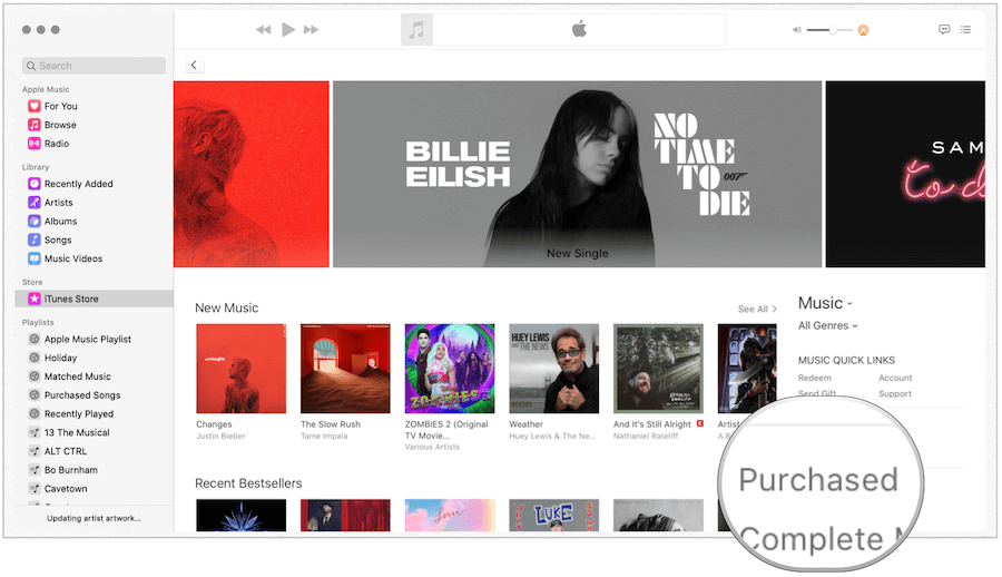 iTunes, закупени на Mac