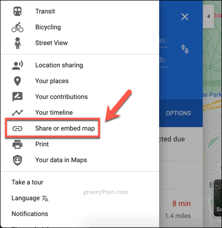 Създаване на връзка за споделяне на Google Maps
