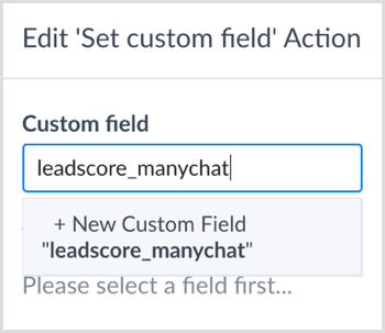 Въведете име, за да създадете ново потребителско поле в ManyChat.