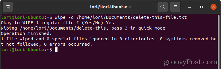 Безопасно изтриване на файл с помощта на изтриване с бърз режим в Linux