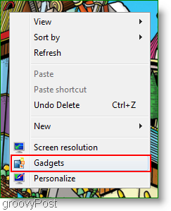 Windows 7 притурка четец притурки достъп до контекстно меню