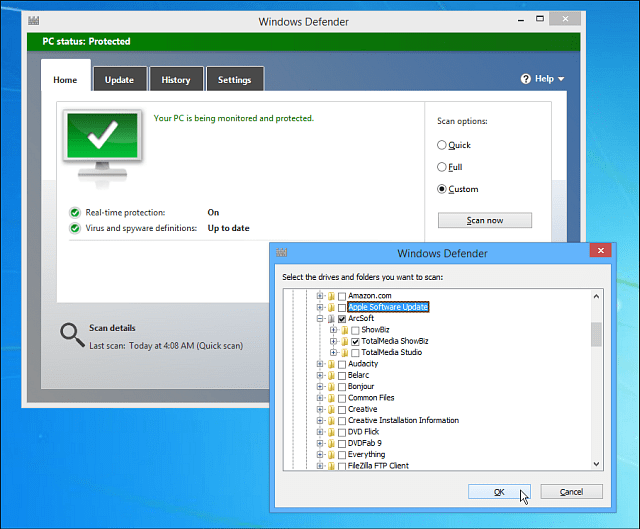 Персонализирано сканиране на Windows Defender