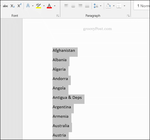 Сортиран списък в Microsoft Word