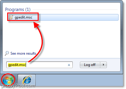 въведете gpedit.msc в лентата на задачите на Windows 7, как да получите достъп до локалния редактор на групови правила в прозорец 7