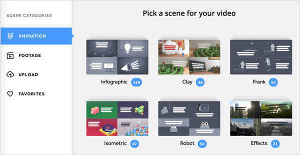 Можете да добавите разнообразие от анимации и видео кадри към вашето Biteable видео.