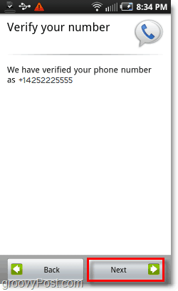 Google Voice в Android Mobile Config Verify Number