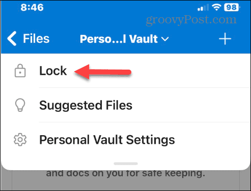 Време за заключване на OneDrive Personal Vault