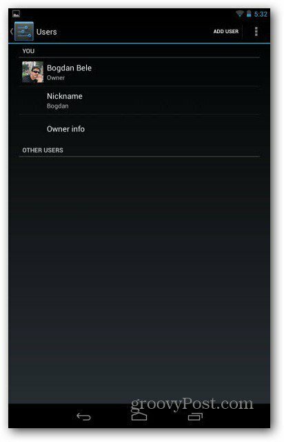 Потребителските акаунти на Nexus 7 добавят потребител