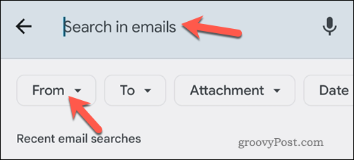 Търсене на имейли в Gmail по имейл в мобилното приложение