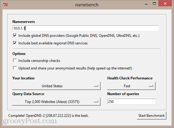 namebench GUI в Windows 8