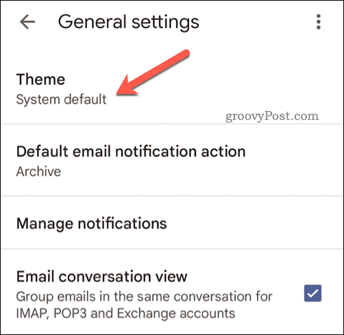 Изберете мобилна тема на Gmail