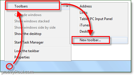 как да създадете нова лента с инструменти в Windows 7