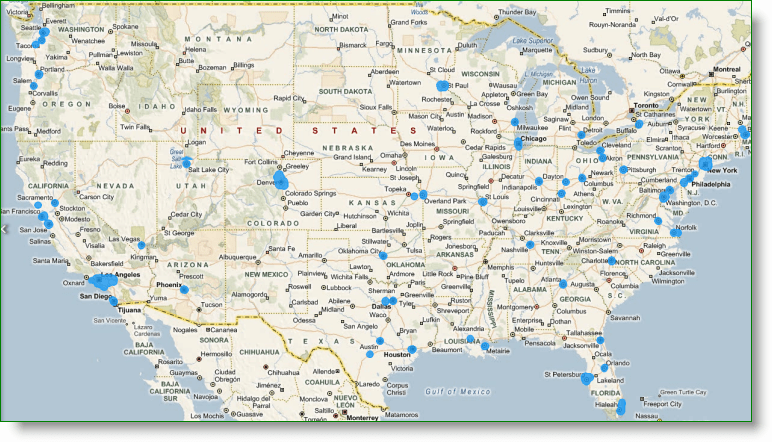 Bing Maps StreetSide покритие на САЩ