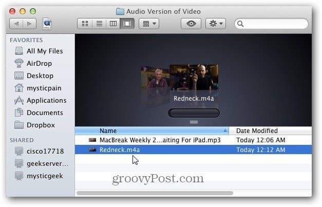 Преобразуване на видеоклипове в аудио файлове на Mac с iTunes