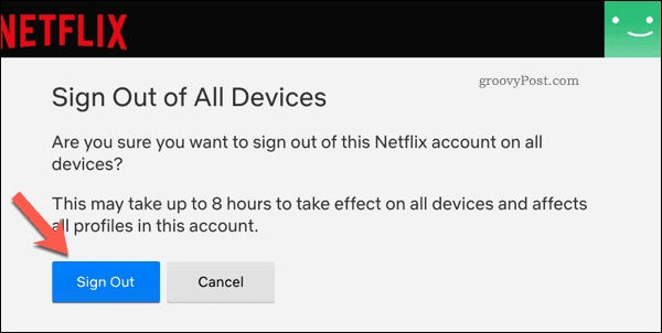 Излезте от всички устройства в Netflix