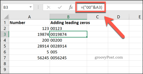 Добавяне на зададен брой водещи нули към клетките на Excel