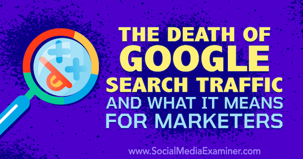 Смъртта на трафика на Google за търсене и какво означава това за маркетингови компании с мисли на Майкъл Стелзнер, основател на Social Media Examiner.