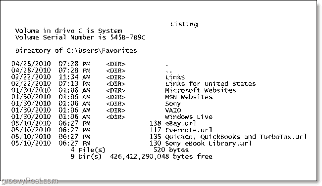 отпечатана директория с списък на съдържанието на папките на Windows 7