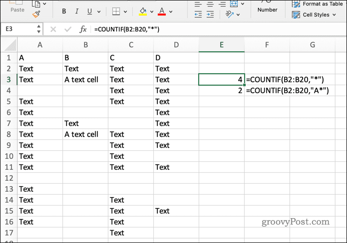 COUNITF формула в Excel