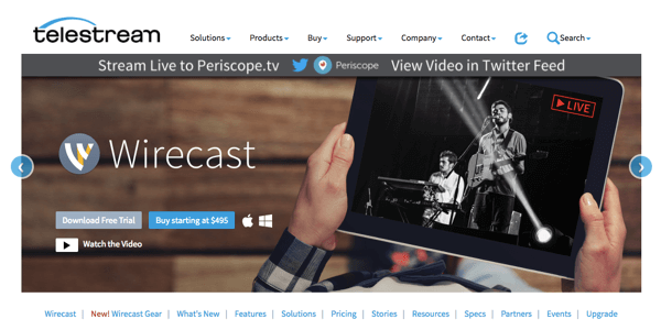 Wirecast ви позволява да излъчвате във Facebook Live, Periscope и YouTube.