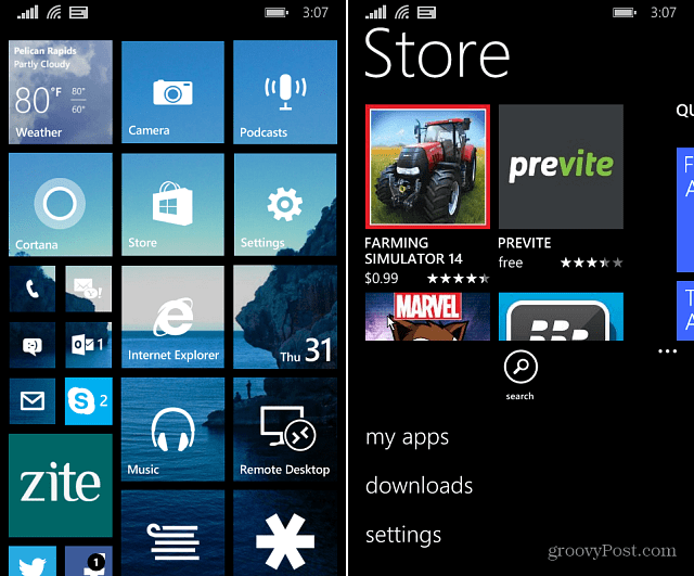 Windows Phone 8.1 Настройки на магазина