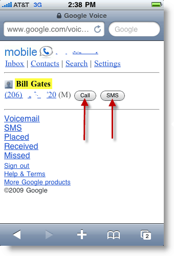 Google Voice Mobile Обадете се или изпратете SMS Txt съобщение